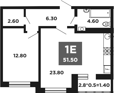 2-комн., 50.1 м², 15/18 этаж, ЖК «НЕО-квартал Красная площадь»