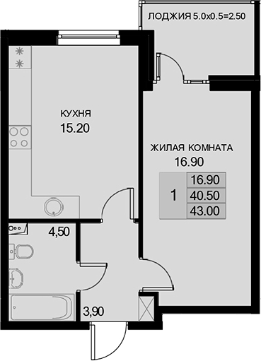 Продается 1-комн. квартира, 40.5 м²