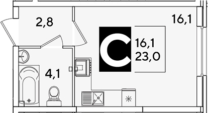 Продается 1-комн. квартира, 23 м²
