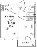 Продается 1-комн. квартира, 34.8 м²