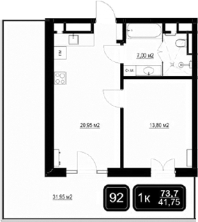 Продается 2-комн. квартира, 41.75 м²