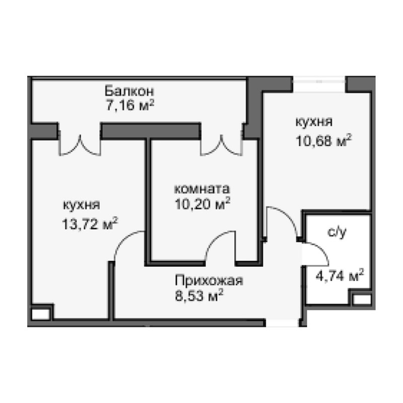 Продается 2-комн. квартира, 46.73 м²