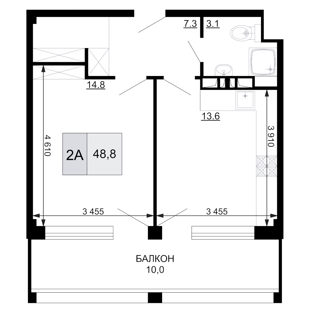 Продается 2-комн. квартира, 38.8 м²