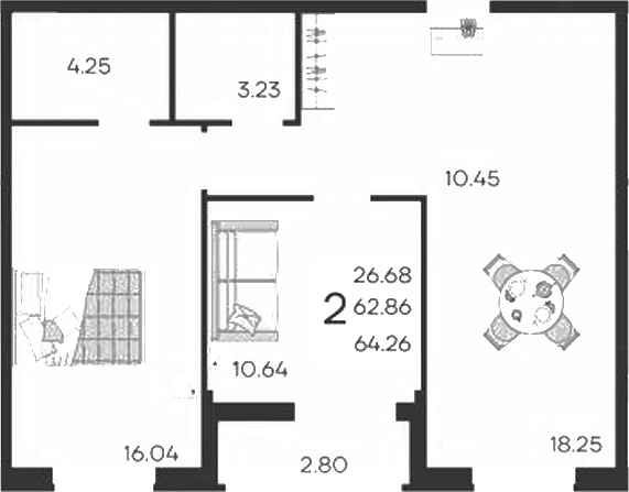 Продается 2-комн. квартира, 62.86 м²