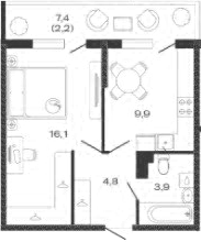 Продается 1-комн. квартира, 34.7 м²