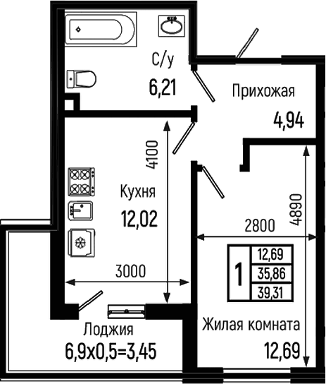 1-комн. Ботаника Хиллс