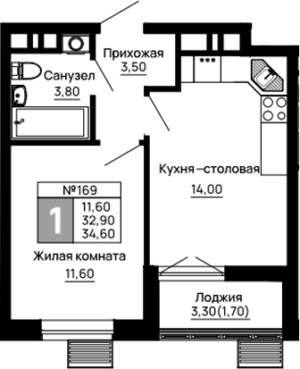 Продается 1-комн. квартира, 32.9 м²