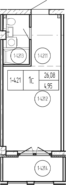 Продается 1-комн. квартира, 27.15 м²