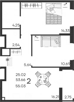 Продается 2-комн. квартира, 53.65 м²