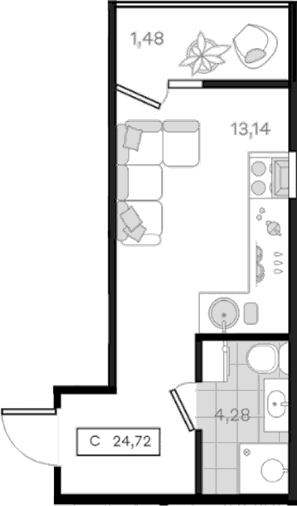 Продается 1-комн. квартира, 23.24 м²