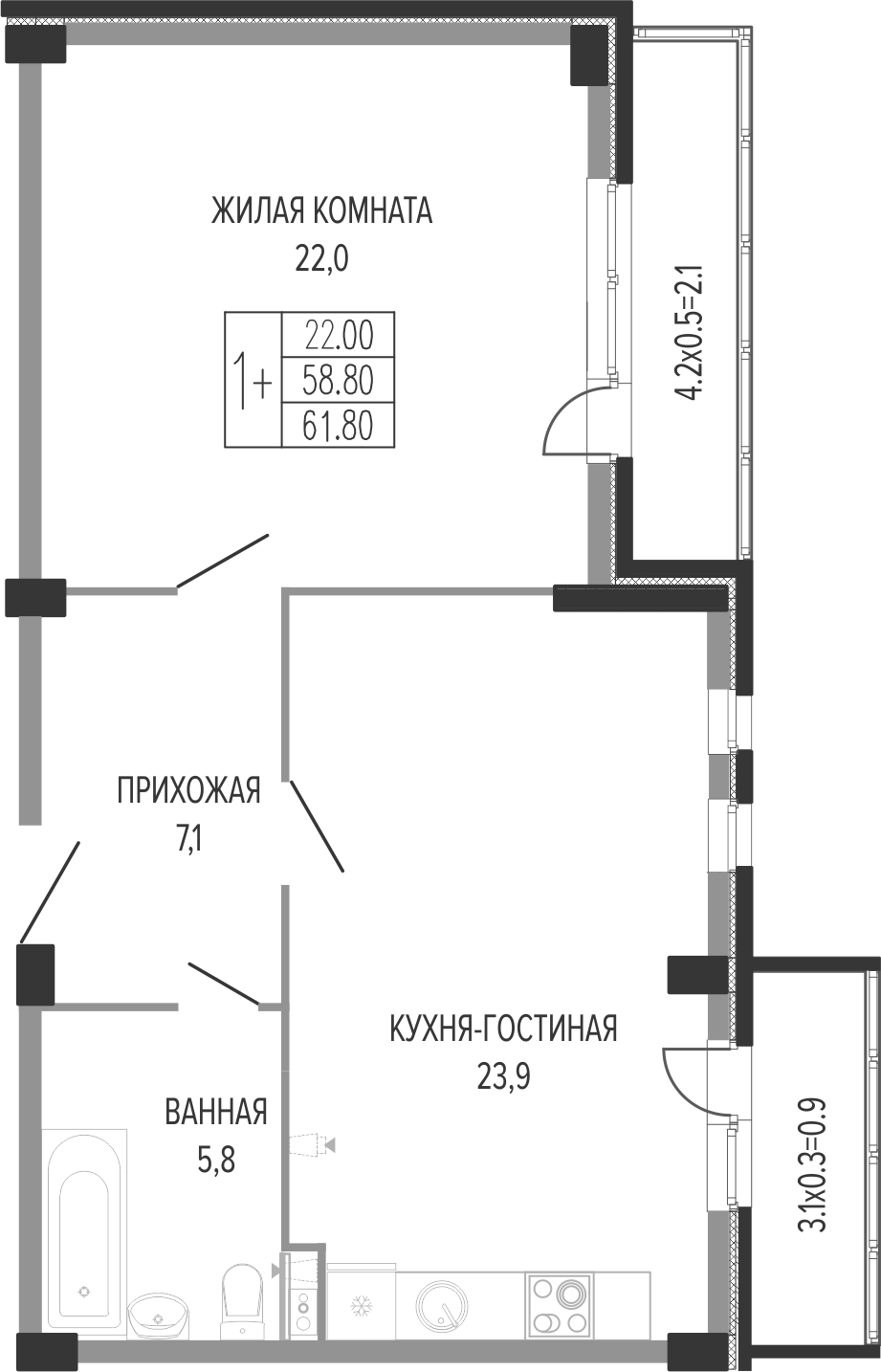 2-комн. Екатерининский парк