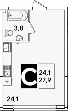Продается 1-комн. квартира, 27.9 м²