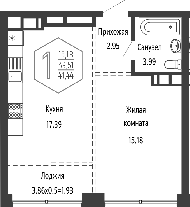 Продается 2-комн. квартира, 39.51 м²