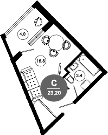 Студия, 19.3 м², 4/10 этаж, ЖК «Гостиничный комплекс GREENMONT»