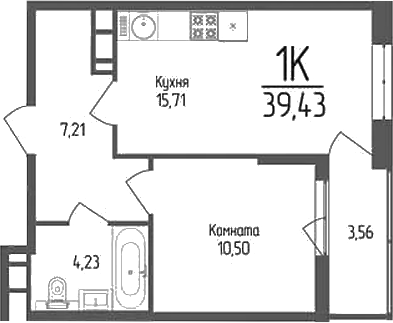 1-комн., 37.65 м², 16/18 этаж, ЖК «Кумир»