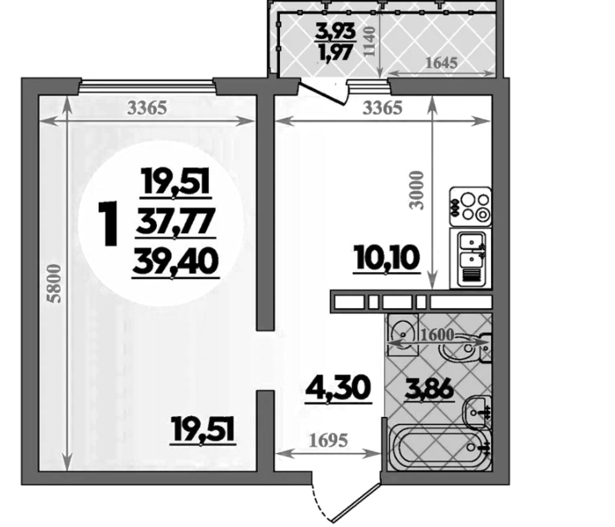 1-комн., 37.43 м², 16/16 этаж, ЖК «Город у моря»