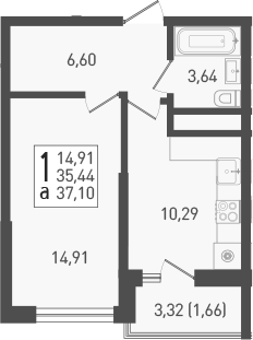 Продается 1-комн. квартира, 36.5 м²