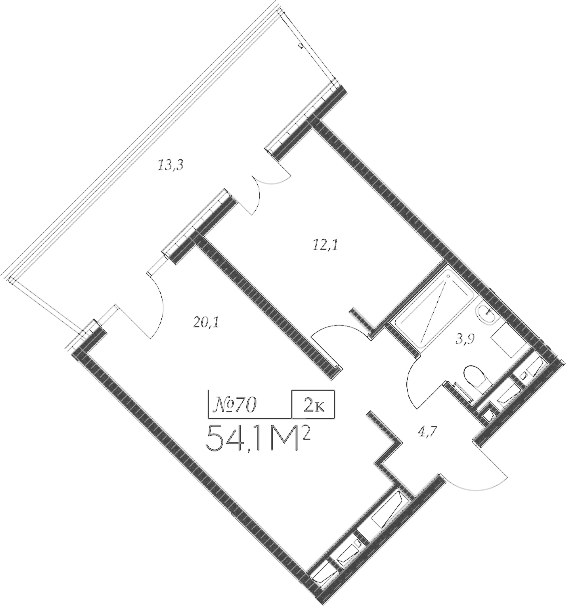 2-комн., 40.8 м², 4/9 этаж, ЖК «Морелло»