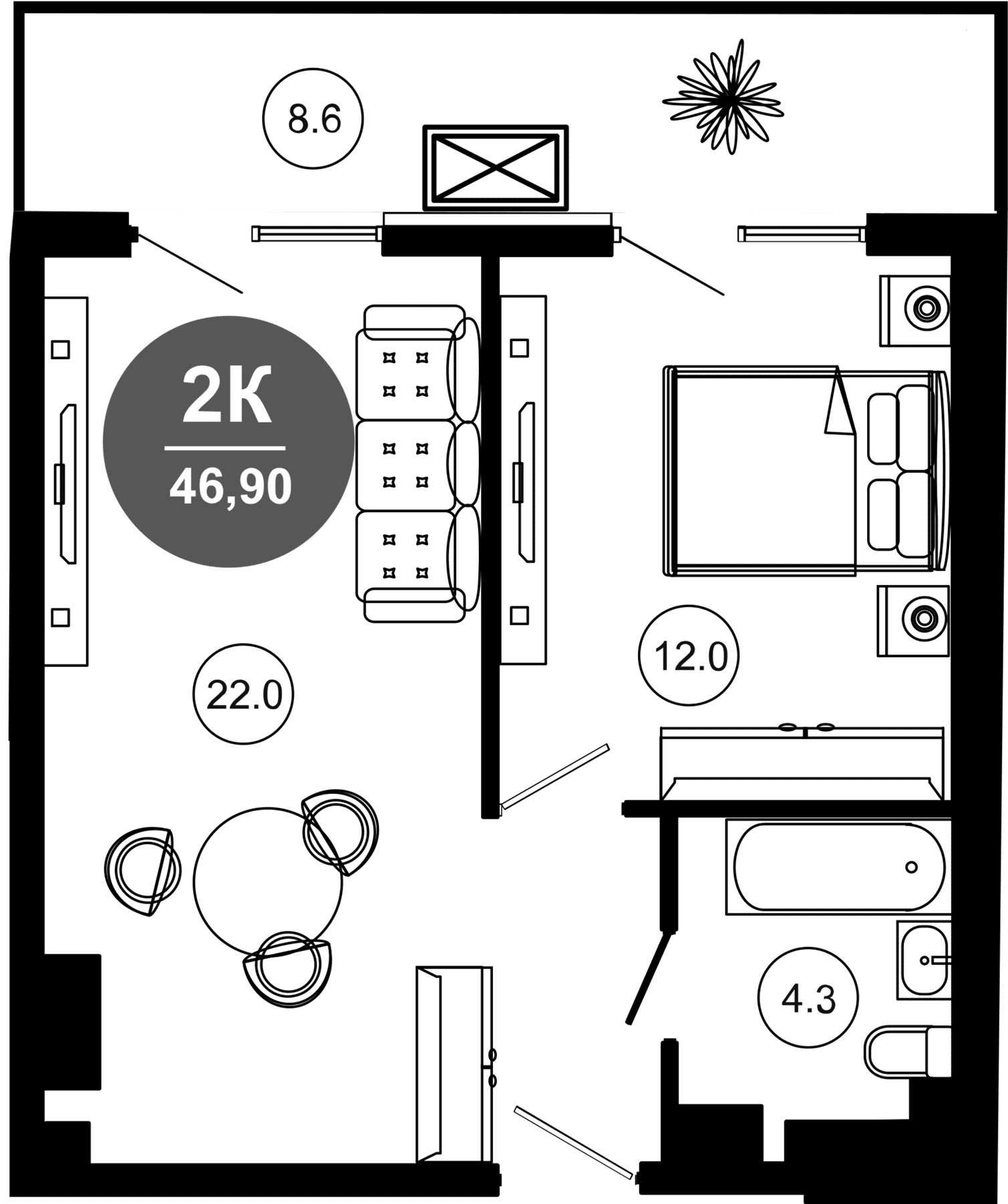 2-комн. Гостиничный комплекс GREENMONT