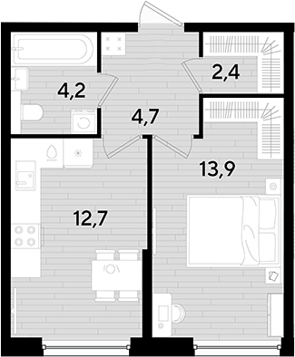 Продается 1-комн. квартира, 37.9 м²