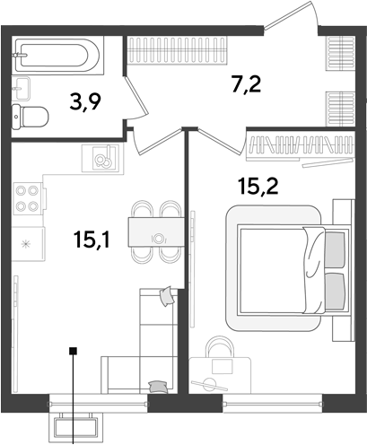 Продается 2-комн. квартира, 41.4 м²