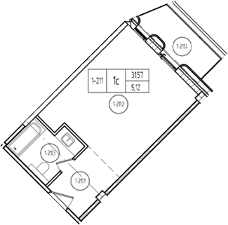 Студия, 31.01 м², 2/9 этаж, ЖК «Лучи»