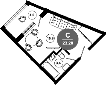 Студия, 19.2 м², 4/10 этаж, ЖК «Гостиничный комплекс GREENMONT»