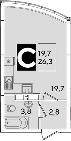 Продается 1-комн. квартира, 26.3 м²
