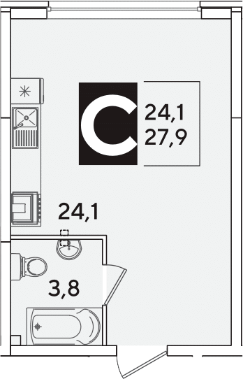 Продается 1-комн. квартира, 27.9 м²