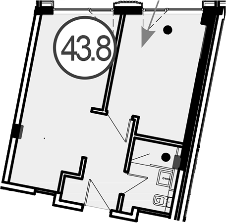 Объект, 43.8 м², 3/3 этаж, ЖК «Гостиничный комплекс GRAND CASCADE»