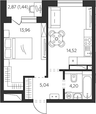 Продается 1-комн. квартира, 37.72 м²