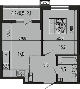Продается 2-комн. квартира, 40.5 м²