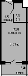 Студия, 28 м², 4/8 этаж, ЖК «Курортный отель Алеан Селект Агой»