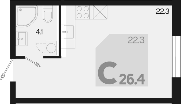Продается 1-комн. квартира, 26.4 м²