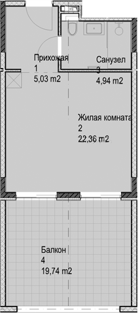 Студия, 32.26 м², 4/6 этаж, ЖК «Гостиничный комплекс Николай 1»