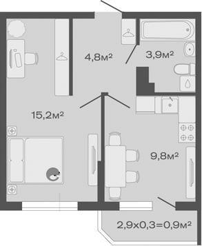 Продается 1-комн. квартира, 33.7 м²