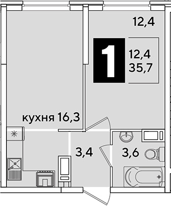 Продается 2-комн. квартира, 35.7 м²