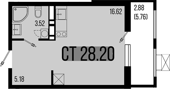 Студия, 25.32 м², 4/8 этаж, ЖК «Цветной бульвар»