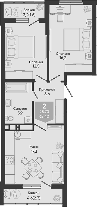 3-комн. Облака