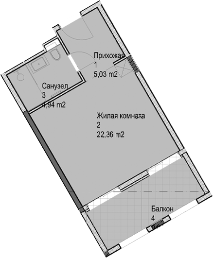 Студия, 32.3 м², 3/6 этаж, ЖК «Гостиничный комплекс Николай 1»