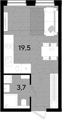 Студия, 23.2 м², 2/16 этаж, ЖК «DОГМА ПАРК»