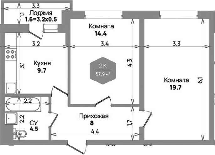 2-комн. Бауинвест