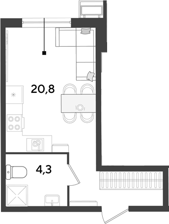 Продается 1-комн. квартира, 25.1 м²