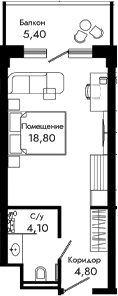 Студия, 27.7 м², 8/8 этаж, ЖК «Курортный отель Алеан Селект Агой»
