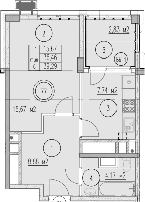 1-комн., 36.46 м², 4/9 этаж, ЖК «Agoy Park Residence by Lavicon»