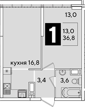 Продается 2-комн. квартира, 36.8 м²