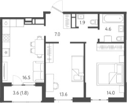 3-комн., 57.6 м², 10/24 этаж, ЖК «Все Свои VIP»