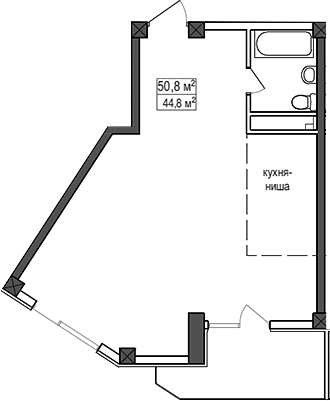 Объект, 44.8 м², 5/10 этаж, ЖК «Мармелад»