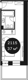 Объект, 37.29 м², 2/4 этаж, ЖК «Резиденция Волна»