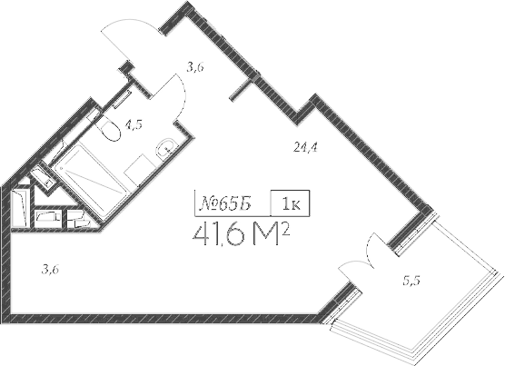 Студия, 36.1 м², 4/9 этаж, ЖК «Морелло»